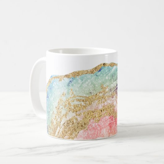 *~* Geode Wasserfarbe Agate Gold Glitzer Rock Kaffeetasse (Vorderseite Links)