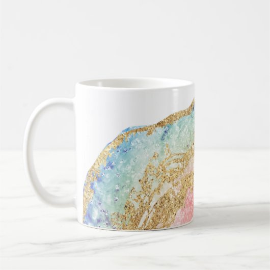 *~* Geode Wasserfarbe Agate Gold Glitzer Rock Kaffeetasse (Links)