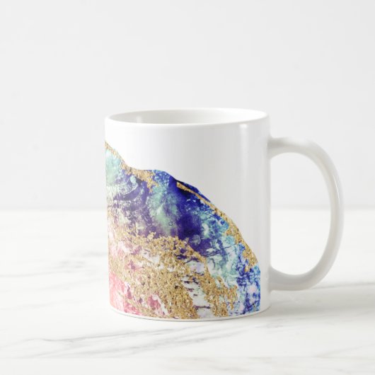 *~* Geode Wasserfarbe Agate Gold Glitzer Rock Kaffeetasse (Rechts)