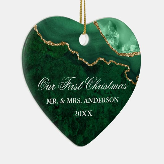 Geode Wedding Heart FOTO Keramik Ornament (Rechts)