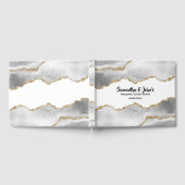 Geode white agate Aquarellfarben Imitate Goldchic Gästebuch (Voll)