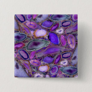 Geodes crystal pattern - Purple and Violet Button