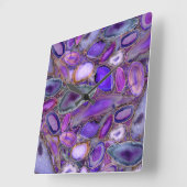 Geodes crystal pattern - Purple and Violet Quadratische Wanduhr (Winkel)