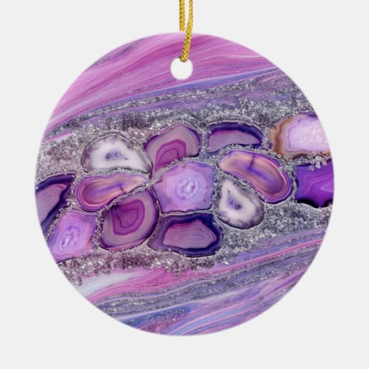 Geodes-Kristalldurchsatz - Lila und violett Keramik Ornament (Vorne)