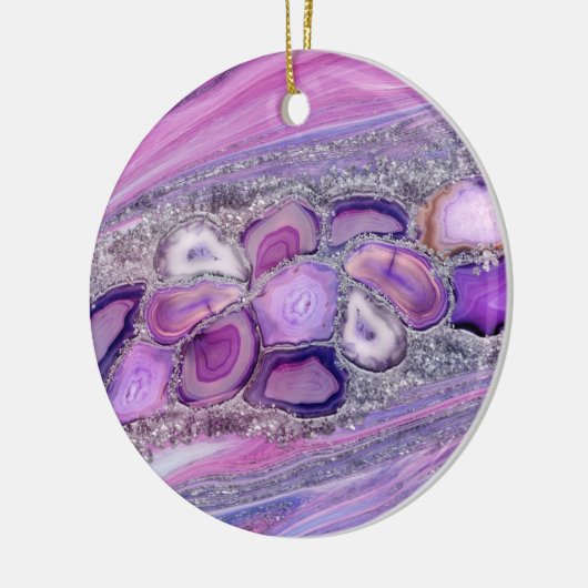 Geodes-Kristalldurchsatz - Lila und violett Keramik Ornament (Links)