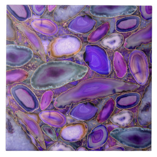 Geodes-Kristallmuster - Lila und violett Fliese