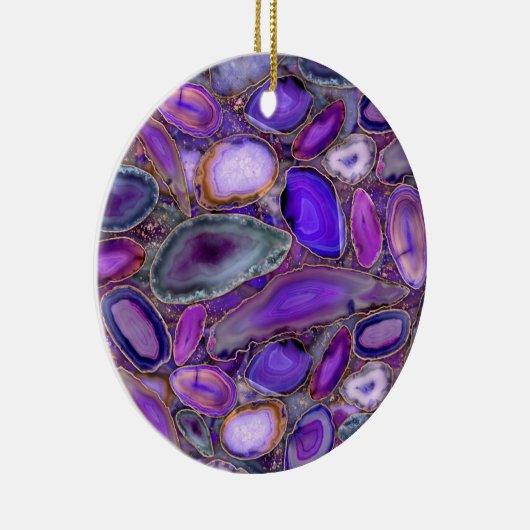 Geodes-Kristallmuster - Lila und violett Keramik Ornament (Rechts)