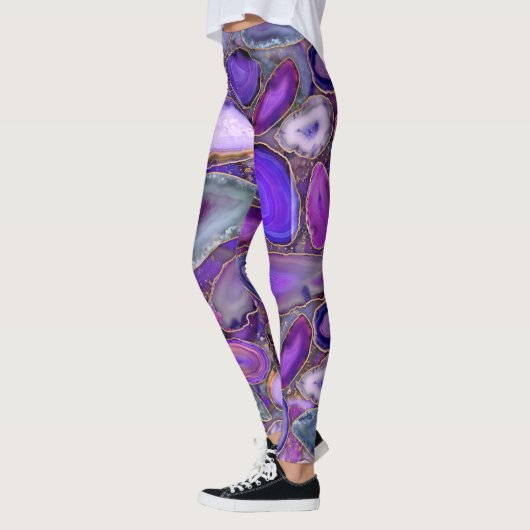 Geodes-Kristallmuster - Lila und violett Leggings (Links)
