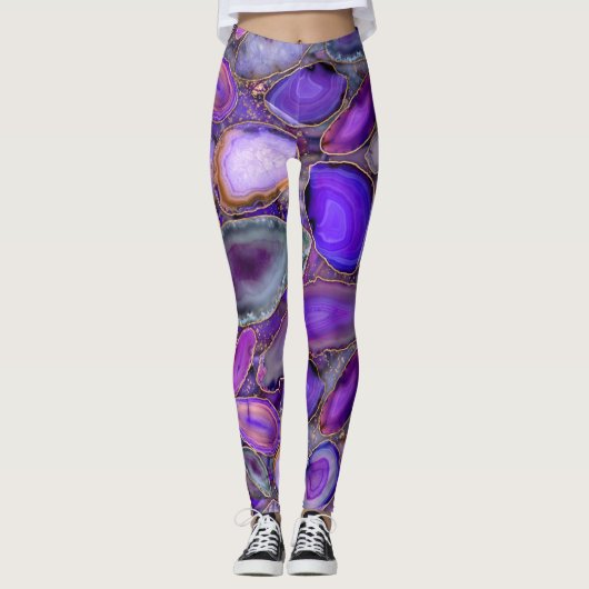 Geodes-Kristallmuster - Lila und violett Leggings (Vorderseite)