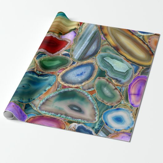 Geodes-Kristallmuster - Multicolor Geschenkpapier (Ungerollt)