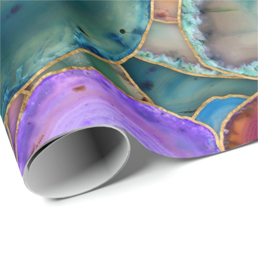 Geodes-Kristallmuster - Multicolor Geschenkpapier (Rolleneckpunkt)