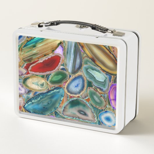 Geodes-Kristallmuster - Multicolor Metall Brotdose (Rückseite)