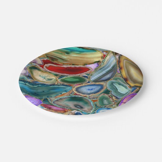 Geodes-Kristallmuster - Multicolor Pappteller (Schrägansicht)