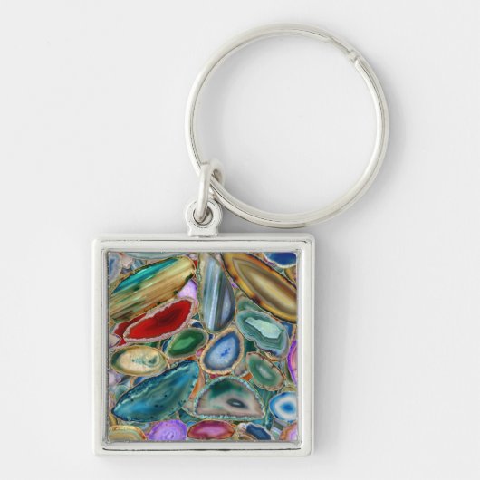 Geodes-Kristallmuster - Multicolor Schlüsselanhänger (Vorne)
