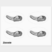 Geoduck Clam (Schwarz-Weiß-Abbildung) Ovaler Aufkleber (Blatt)