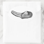Geoduck Clam (Schwarz-Weiß-Abbildung) Ovaler Aufkleber (Tasche)