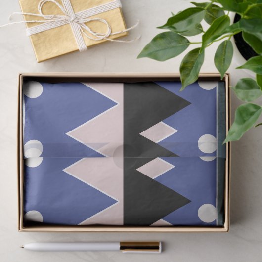 Geoemetric Blue Pink Black Aquamarin Pattern Seidenpapier (Geschenk)