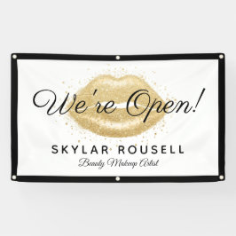 Geöffnet für Business Gold Glitzer Lipno Beauty Sa Banner
