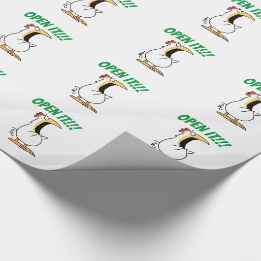 GEÖFFNET! Hühnchen rufen Geschenkpapier (Ecke)