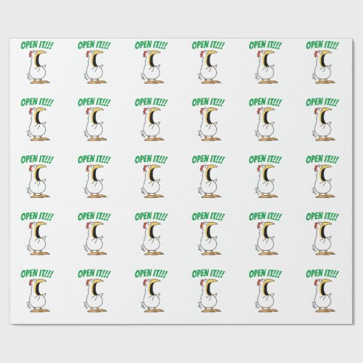 GEÖFFNET! Hühnchen rufen Geschenkpapier (Flach)