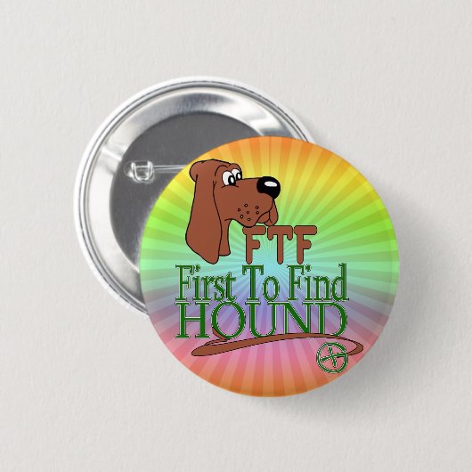 GEOGACHING FTF JAGDHUND BUTTON (Vorne & Hinten)