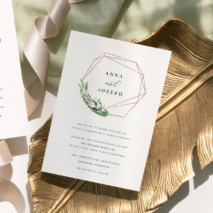 Geogeometrische Kräne Botanische Hochzeit Einladung