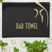 Geoglyph Bar Towel Black und Gold Uffington Horse Geschirrtuch (Gefaltet)