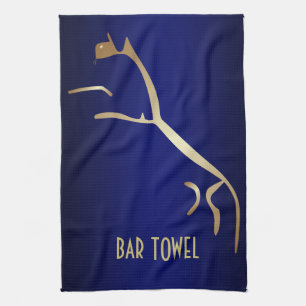 Geoglyph Bar Towel Blue und Gold Uffington Horse Geschirrtuch