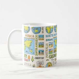 Geografie. Handgezeichnet. Vintage Darstellung.  Kaffeetasse