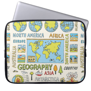 Geografie. Handgezeichnet. Vintage Darstellung. Laptopschutzhülle