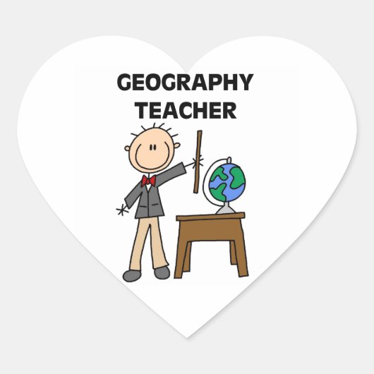 Geografie-Lehrer Herz-Aufkleber (Vorderseite)