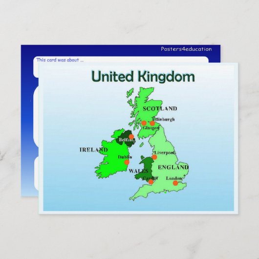 Geografie, Sozialstudien, Vereinigtes Königreich, Postkarte (Vorne/Hinten)