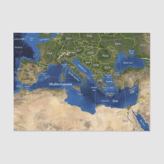 Geografiepapier Seidenpapier (Vorderseite)