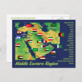 Geografische Karte der Nahost-Länder mit Flagge (Vorne/Hinten)