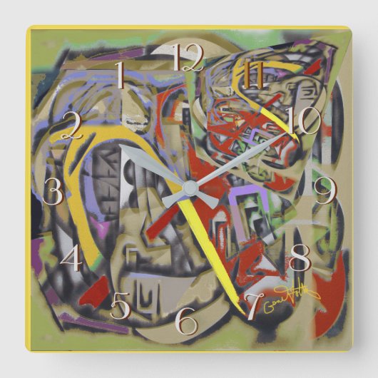 Geografische Rückwärtskontrolle Quadratische Wanduhr (Vorderseite)