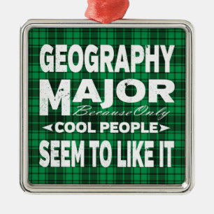 Geografische Uni Major Green Kariert Ornament Aus Metall