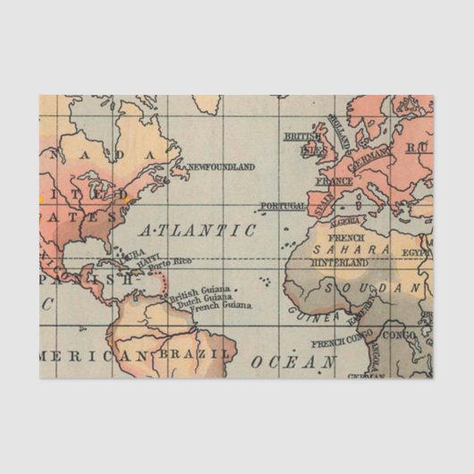 Geografische Weltkarte Seidenpapier (Vorderseite)