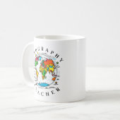 Geografischer Lehrer mit farbenfroher Globe Grafik Kaffeetasse (Vorderseite Links)