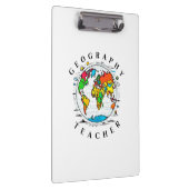Geografischer Lehrer mit farbenfroher Globe Grafik Klemmbrett (Rechts)