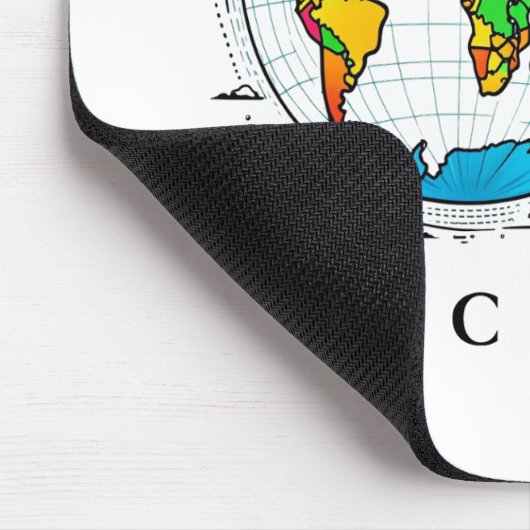Geografischer Lehrer mit farbenfroher Globe Grafik Mousepad (Ecke)