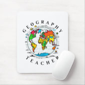 Geografischer Lehrer mit farbenfroher Globe Grafik Mousepad (Mit Mouse)