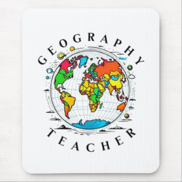 Geografischer Lehrer mit farbenfroher Globe Grafik Mousepad