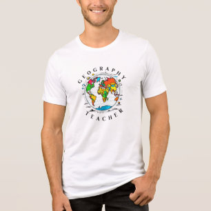 Geografischer Lehrertext mit farbenfroher Globe Gr Tri-Blend Shirt