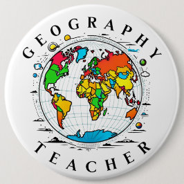 Geografisches Abzeichen mit farbenfroher Globe Button