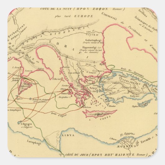 Geographie des Grecs Primitive Quadratischer Aufkleber (Vorderseite)
