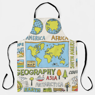 Geographie. Handgezeichnet. Vintage Darstellung. Schürze