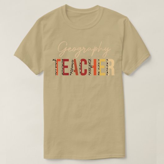 Geography Teacher leopard Fall Autumn Lovers Thank T-Shirt (Design vorne)