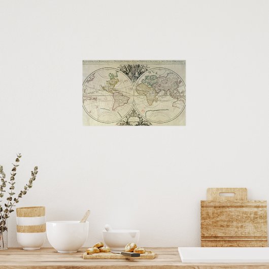 Geohydrografisches Mappamonde Poster (Küche)