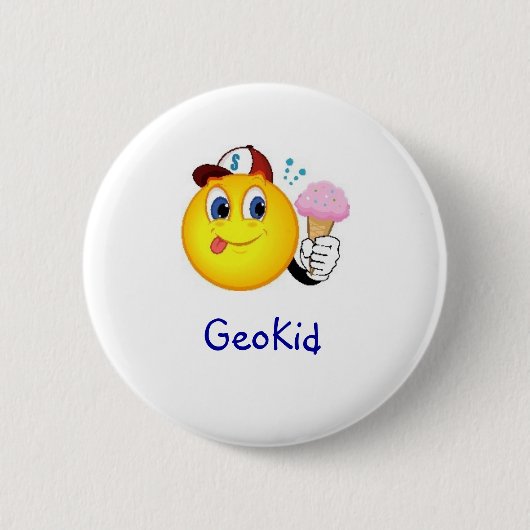 GeoKid Junge mit Eiscreme Geocaching Swag-Button Button (Vorderseite)