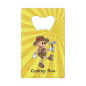 Geologe personalisiert Retro Cartoon Geologe Kreditkarten Flaschenöffner (Vorderseite)